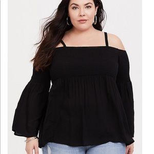 Torrid Off the Shoulder Top, Black, Size 2 NWT